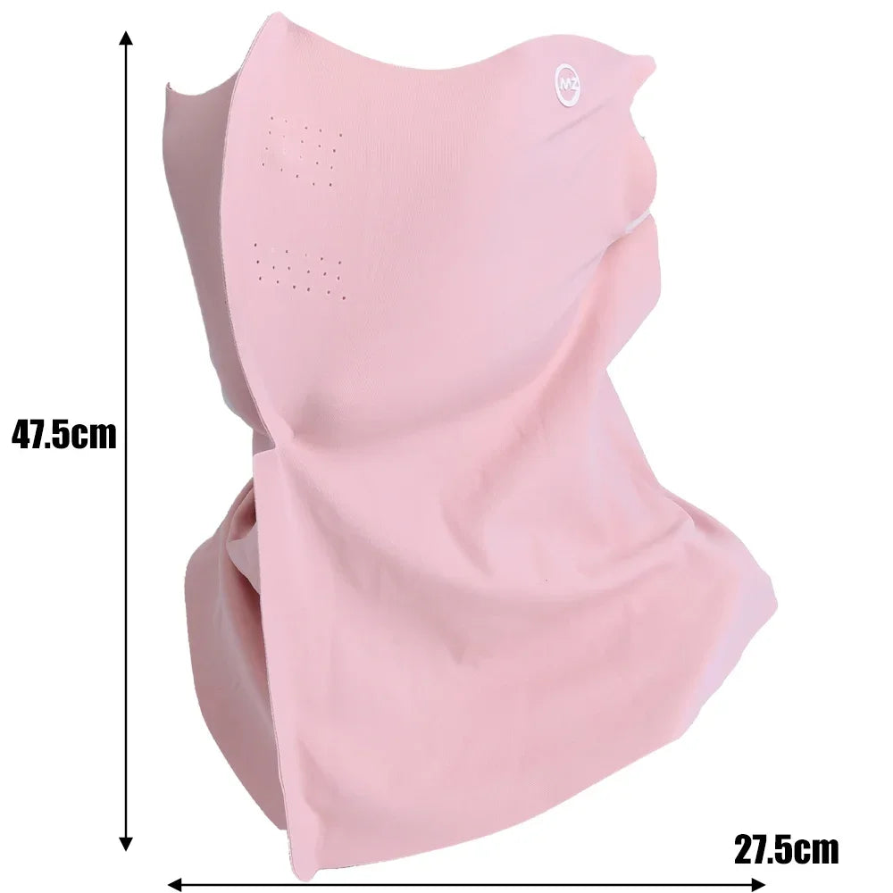 Women Summer UV Protection Neck Scarf Ice Silk Face Mask Cover Outdoor Wrap Cover Sports Cycling Sun Proof Sunscreen Dustproof Qme