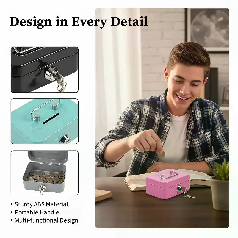 Newly Designed Portable Piggy Bank Compact Easy Carry Key Holder Lock Qme