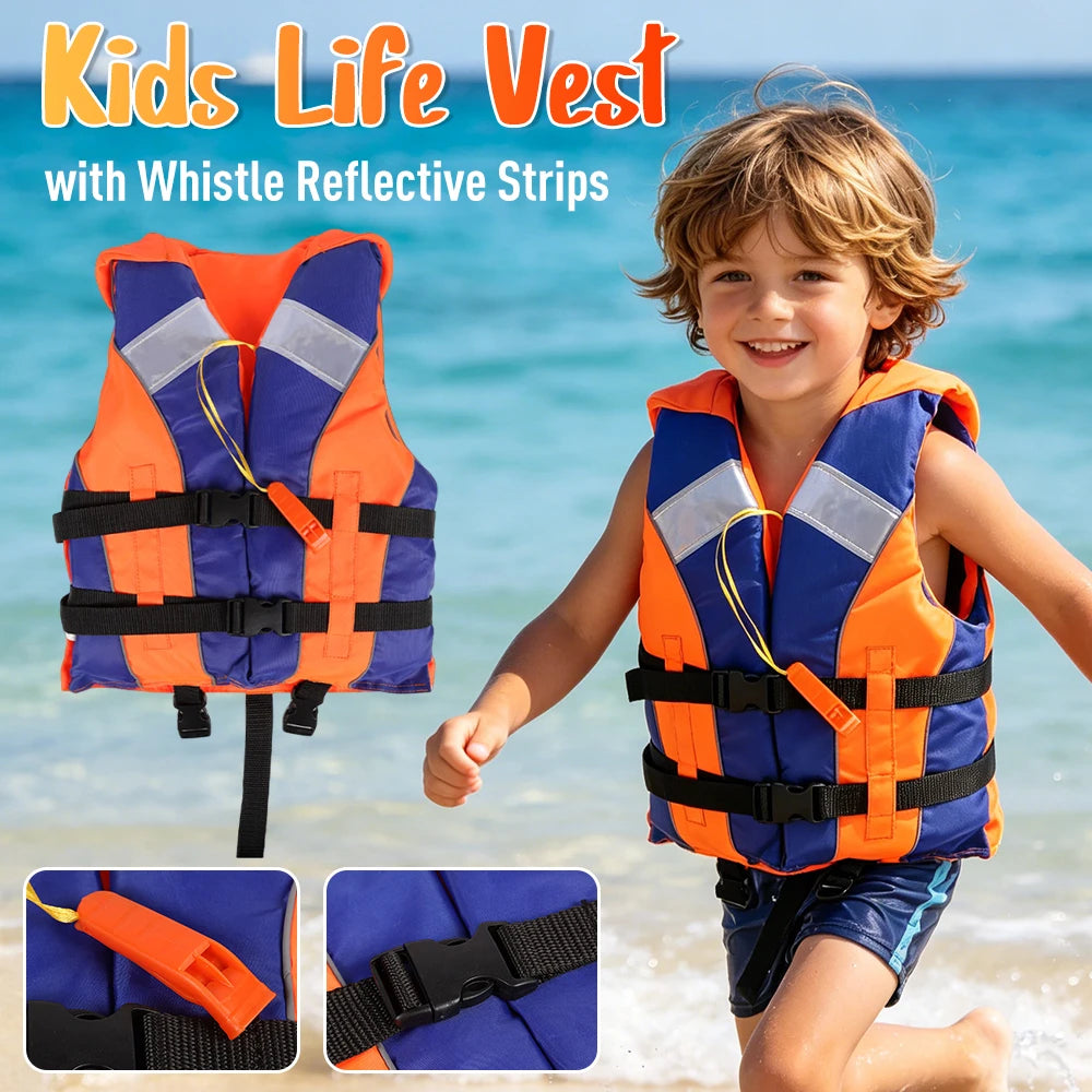 Neoprene Kids Buoyancy Vest Water Sports Child Fishing Rafting Surf Boats Sailing Safety Life Jacket Girls' Swimsuit Lifeguard Qme
