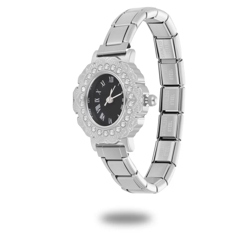 New Women's Men's DIY 9MM Width Italian Elastic Charm Stainless Oval Watch Bracelet Bangle For Party Friend Birthday JewelryGift Qme S 30