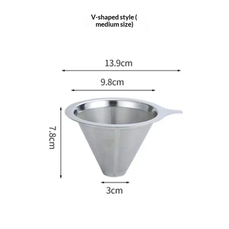 Reusable Stainless Steel Pour Over Coffee Filter Paperless Fine Mesh Qme A