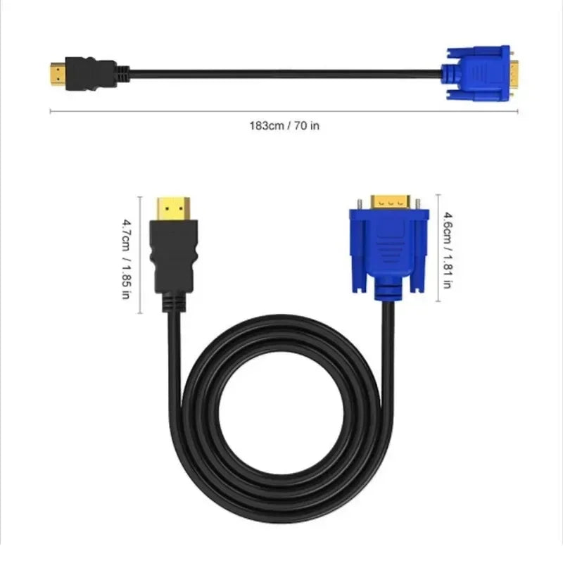 1/1.5/1.8M HDMI-compatible Cable To VGA 1080P HD with Audio Adapter Cable VGA Cable Dropshipping Plug Non-slip Desig Anti-wear Qme