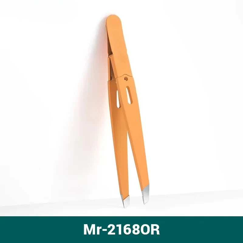 Eyebrow Tweezer Colorful Hair Beauty Fine Hairs Puller Stainless Qme Orange