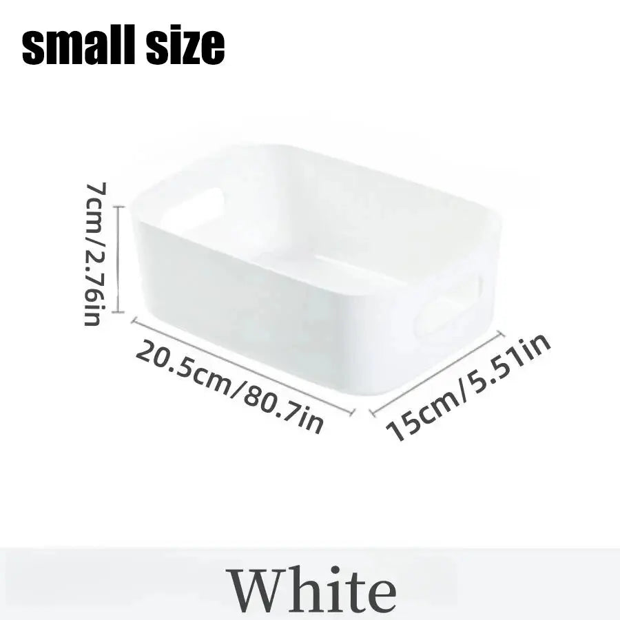 Storage Box Household Drawer Plastic Storage Desktop Storage Box Cosmetics Grocery Snack Storage Basket Kitchen Qme white small 1pcs
