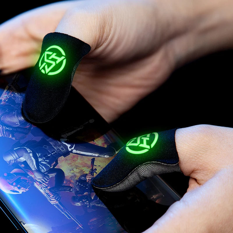 1 Pair Finger Thumb Sleeve Gloves Breathable Sweat Proof Luminous Fingertip Cover Anti Slip 0.3mm Ultra-thin for PUBG Mobile Qme