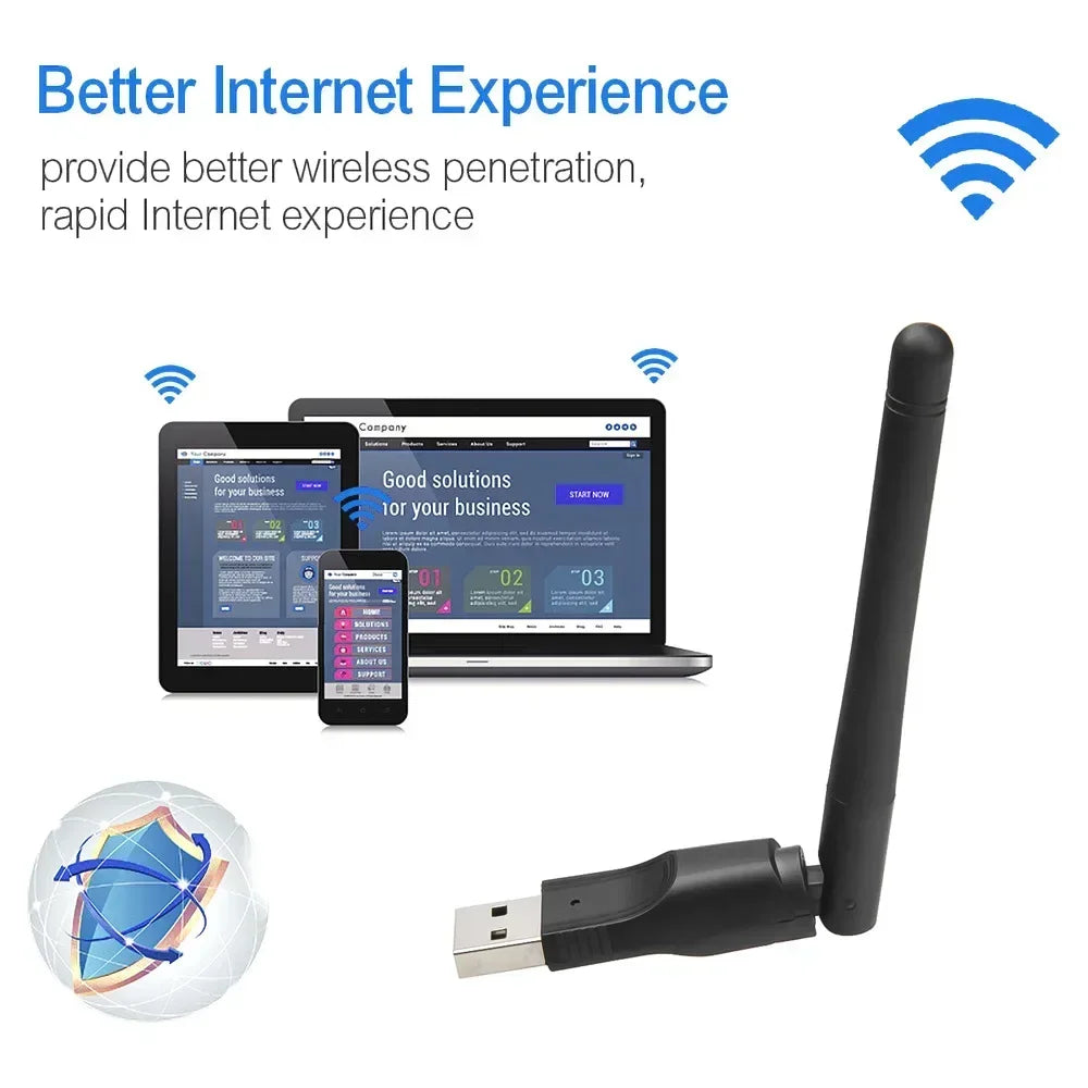 2pcs WiFi Wireless Network Card USB 2.0 150M 802.11 B/g/n LAN Adapter with Rotatable Antenna for Laptop PC Mini Wi-fi Dongle Qme