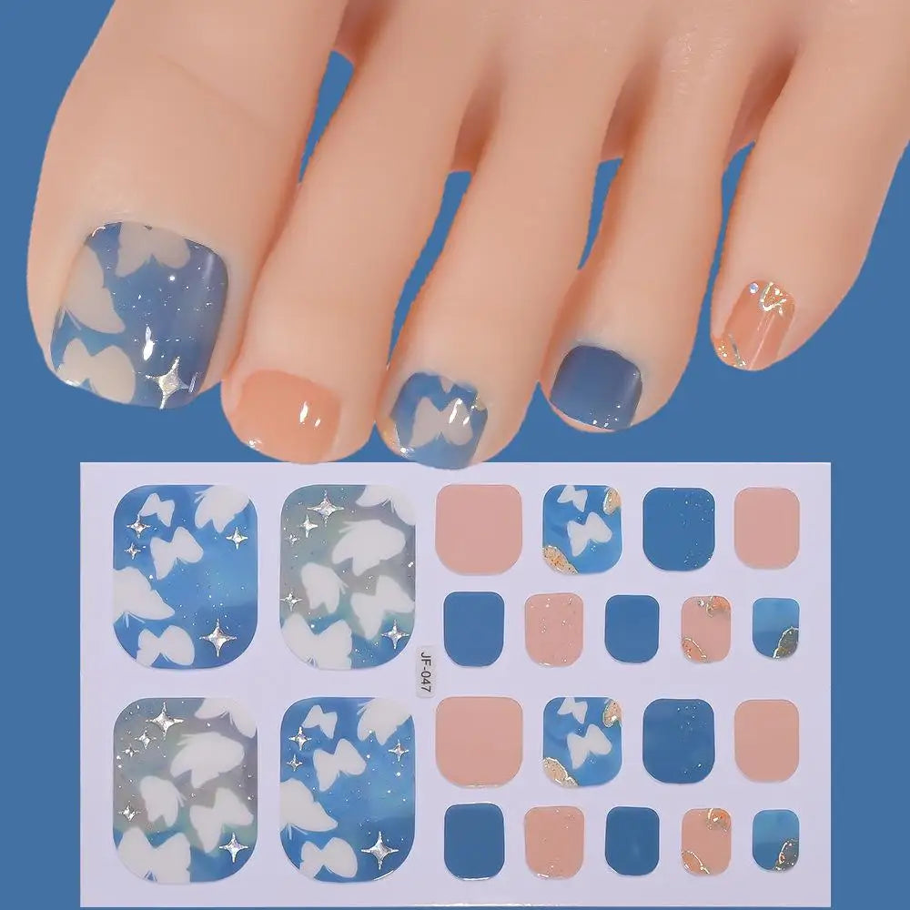 22tips Sheet Glitter Toenail Stickers Glittering Full Wraps Summer Qme Q
