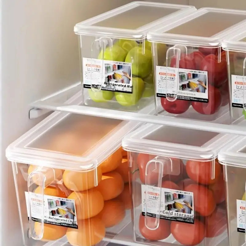 Clear Plastic Fridge Storage Box Kitchen Refrigerator Organizer Qme