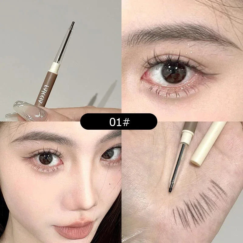 1PC Waterproof Double-Ended Eyebrow Pencil Ultra Fine Eyebrow Pencil Sweat-proof Long Lasting Professional Eye Makeup Cosmetics Qme 01