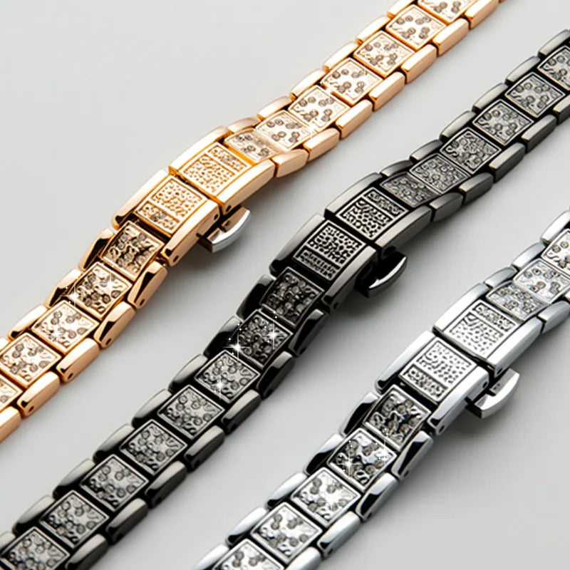 Inlay Diamond Butterfly Buckle Wristband Compatible Apple iWatch 1-10 Huawei FIT4 Xiaomi 8 9 10 Ladies Watch Accessory Qme