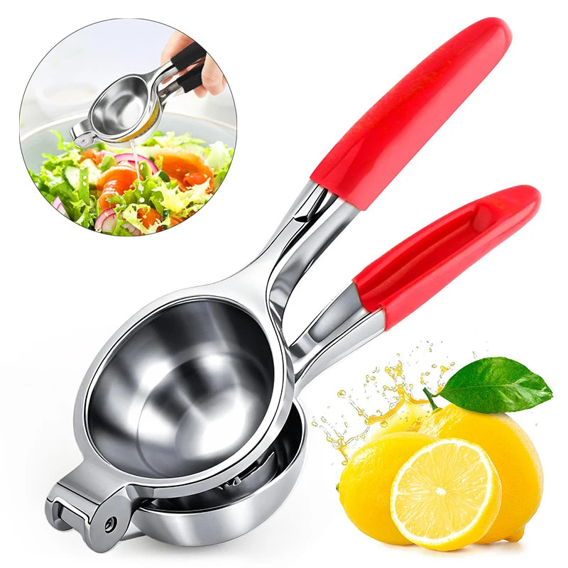 CC11Lemon Squeezer Extra Large Lemon Juicer Stainless Steel Heavy Qme Red