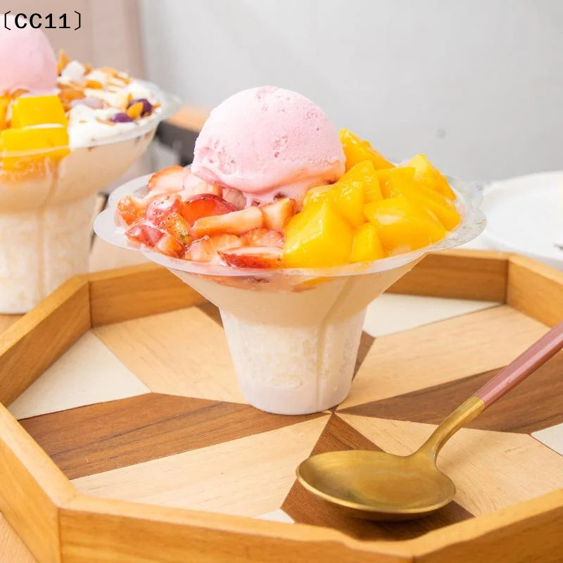 Transparent Shaved Ice Cups Flower Shaped Snow Cone Small Leak Proof Qme