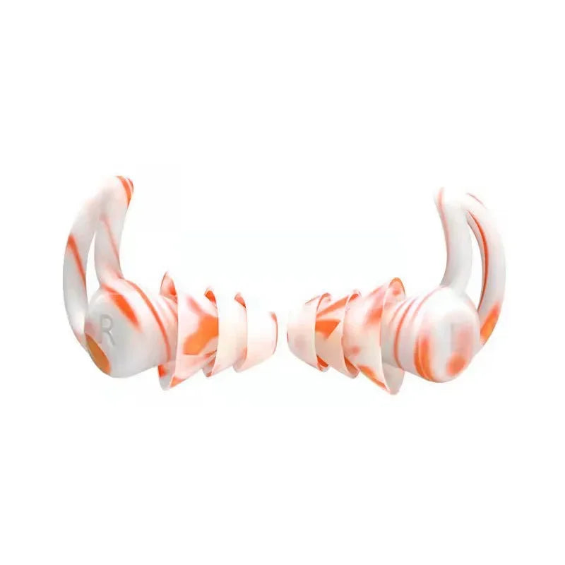 3 Layer Tapered Soft Silicone Ear Plugs for Sleep, Noise Reduction, Sound Insulation and Ear Protection, 2Pcs Qme Colorful Orange