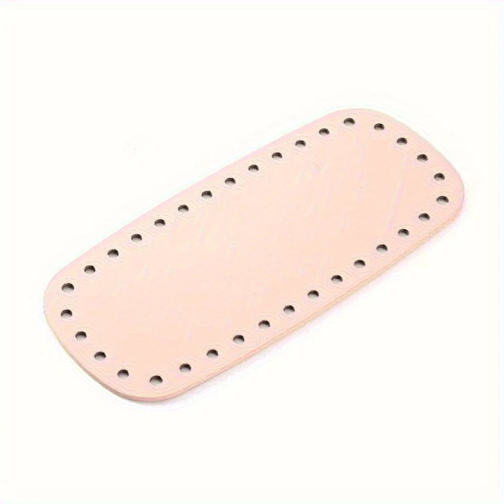 PU Leather Crochet Bag Bottom With Holes, Oval DIY Handmade Purse Base For Making Bags Qme pink