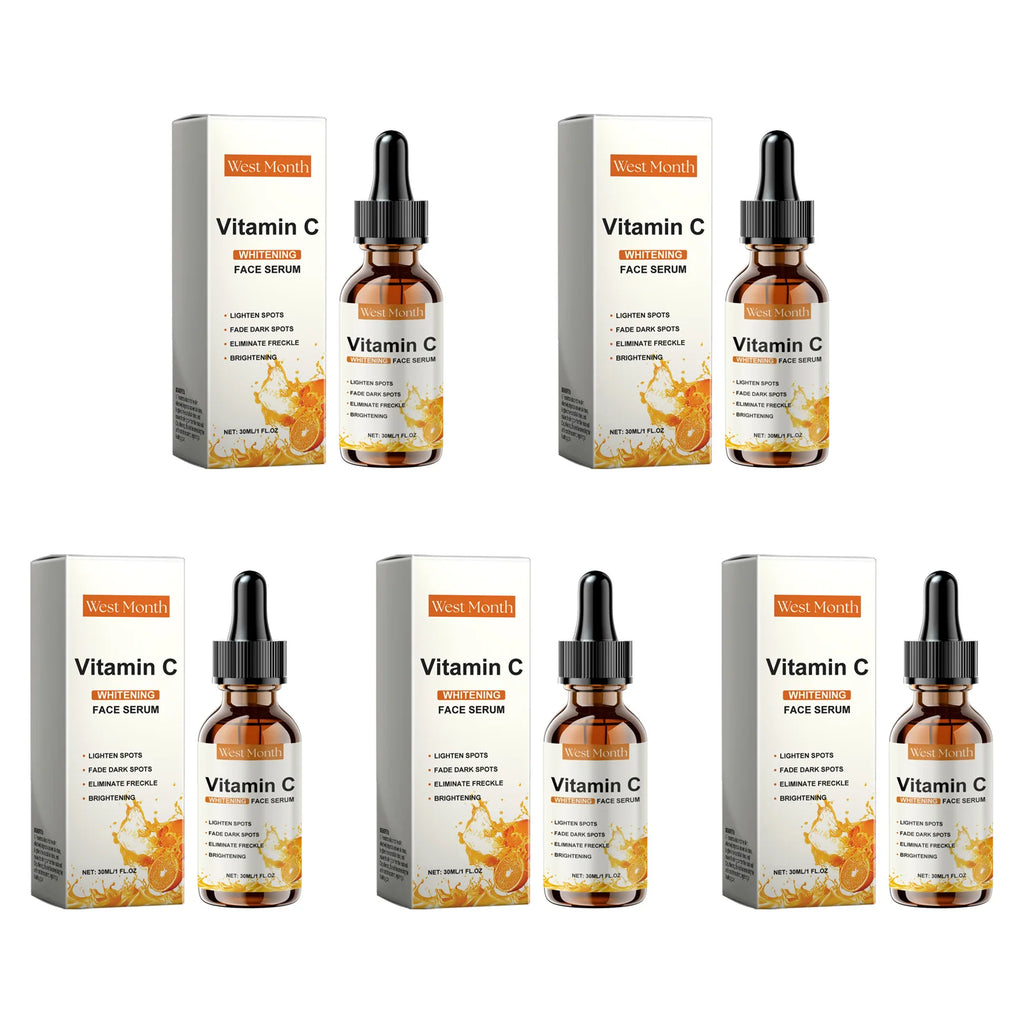 Vitamin C Facial Essence Dark Spot Remover Brightening Moisturizing Firming Serum Fade Fine Lines Improve Dullness Facial Skin Qme 5 x 30ml Boxed
