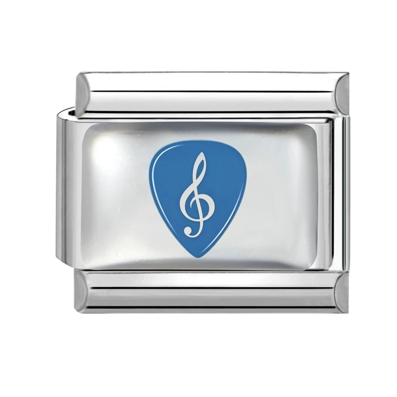 Women Musical Elements Note Guitar Electric Accordion Guitar Charm Italian Links Fit 9mm Stainless Steel Bracelet Making Jewelry Qme Style 8