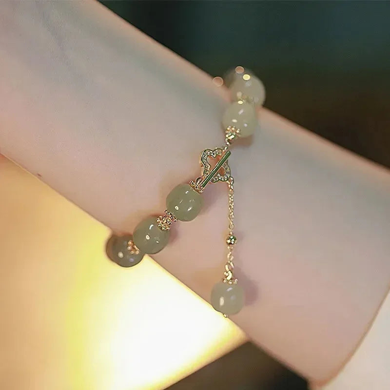Fashion Creative Lucky Natural Hotan Jade Bracelet Vintage Light