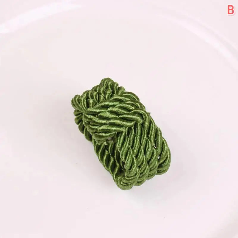 Circle Woven Rope Napkin Ring Christmas Decoration Solid Color Napkin Buckle Restaurant Bar Wedding Home Table Accessories Qme Green
