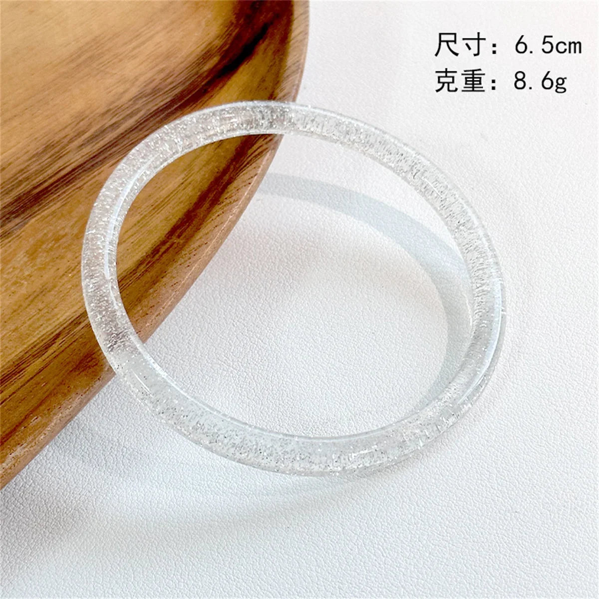 Colorful Fine Acrylic Resin Geometric Round Thin Bracelet Vintage Transparent Shiny Geometry Round Bangle For Women Jewelry Girl Qme yin xishan 65mm