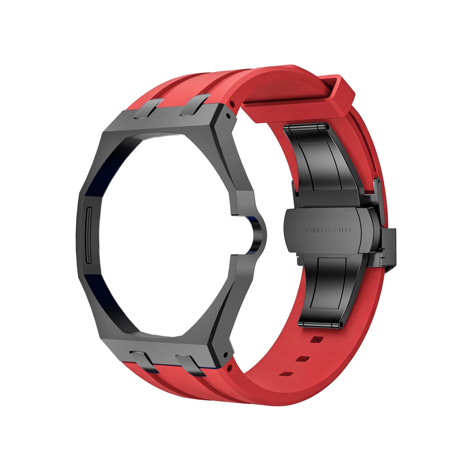 For Swatch X Royal Pop Silicone Sport Replacement Band Quick Release Scratch Proof Strap Set for Sport Activities Daily Commute Qme Black Red 3