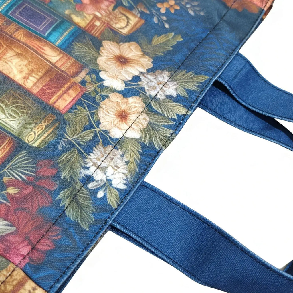 Quilted Tote Bag for Women Book Floral Design Purse Vintage Shoulder Bag for Women for Teacher Students School College Work Qme