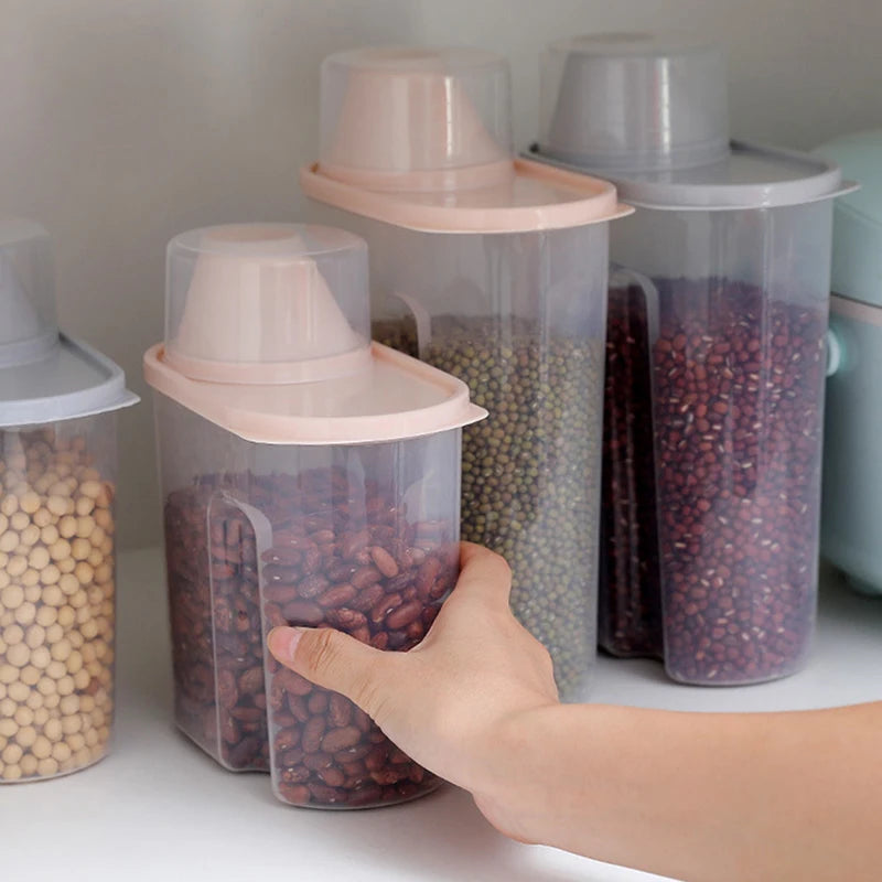 Dry Goods Airtight Container Rice Bucket Grain Storage Measuring Cup Qme