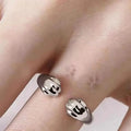 Personality New Solid Color Fashion Originality Cute Able and Creative New Style Cat and Puppy Paw Print Open Lovers Ring Gift Qme maozhua Size 7