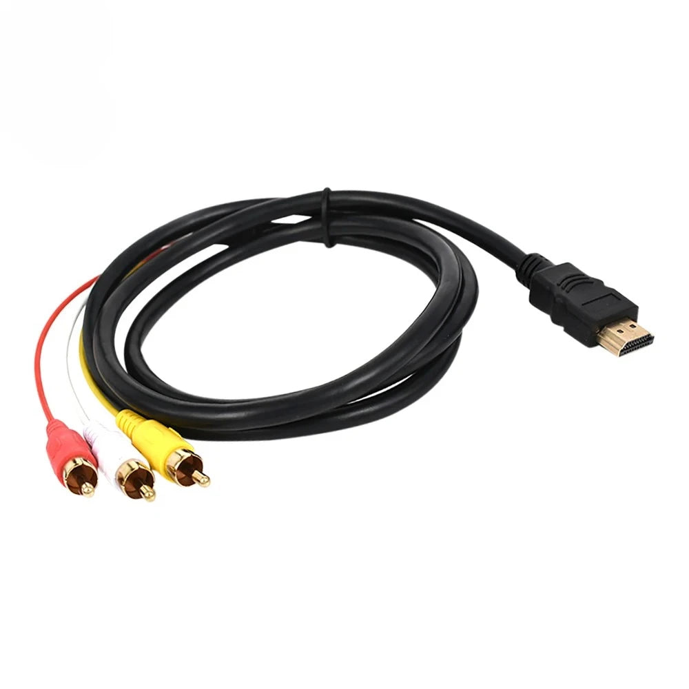 3pcs HDMI-compatible To 3 RCA Converter Cable AV To HDMI-compatible Adapter Cord Support 480P/720P/1080P Suitable For TV Box Qme