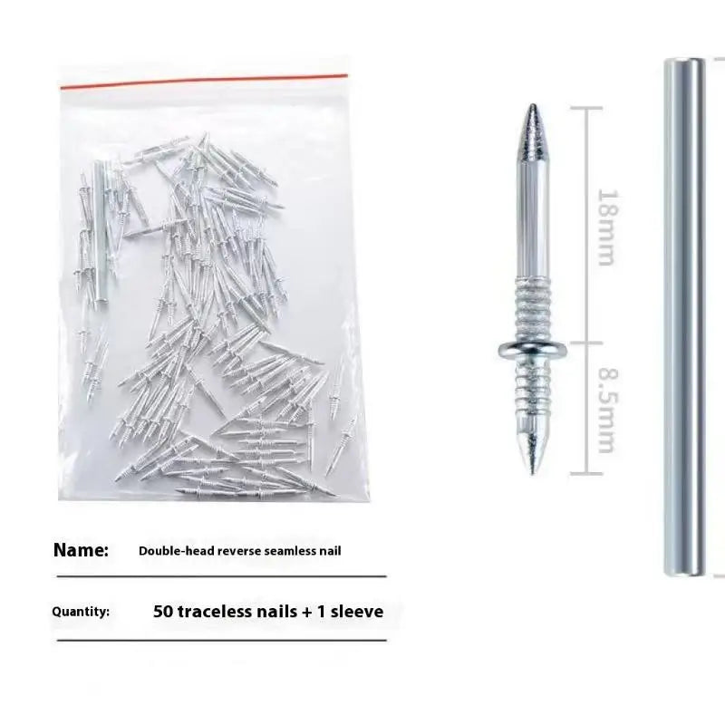 50/100pcs Double Head Nails Seamless Nails Skirting Thread Seamless Nail Without Marks Metal Rust-Proof Nails Wood No Trace Qme 50PCS
