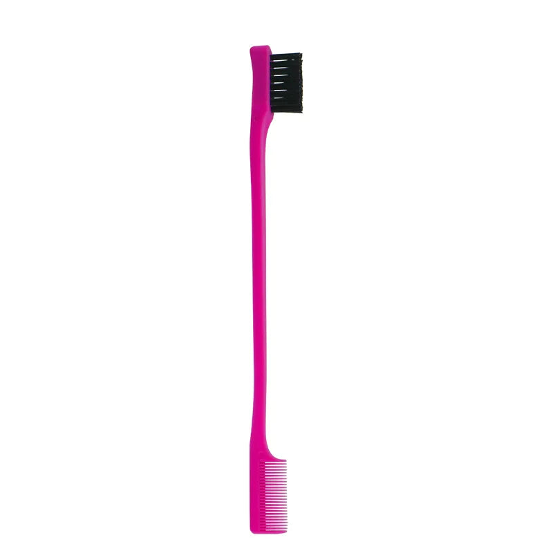 Hair Anti-static Edge Brush Comb 2-in-1 Double-sided Edge Control Brush Hair Styling Tool with Comb,Special for Real Hair Wigs Qme Rose Purple