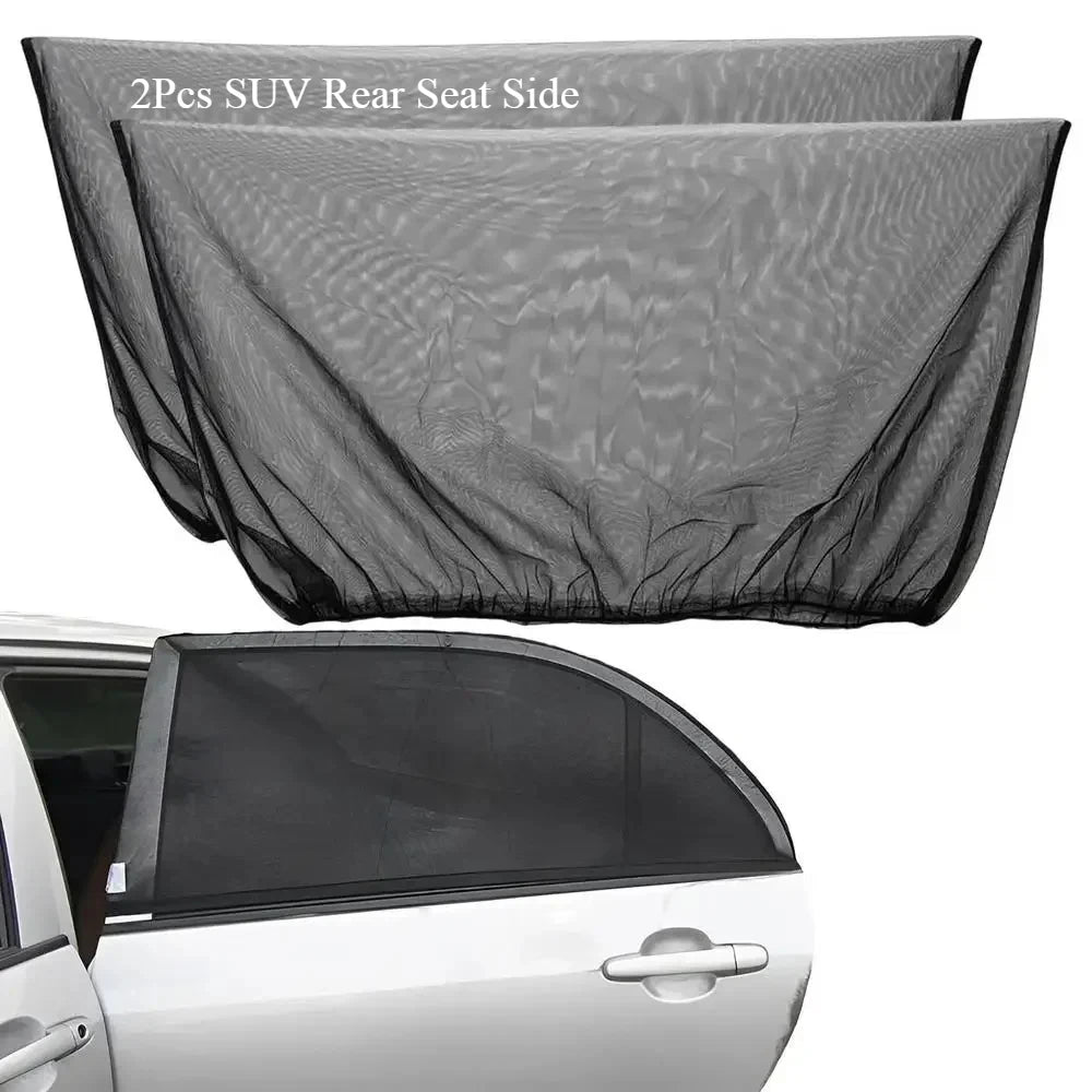 2pcs Car Rear Side Window Sunshade UV Protect Shield Mesh Prevent Mosquito Sunshine Privacy Protection Foldable Curtain Qme SUV Rear Seat Side