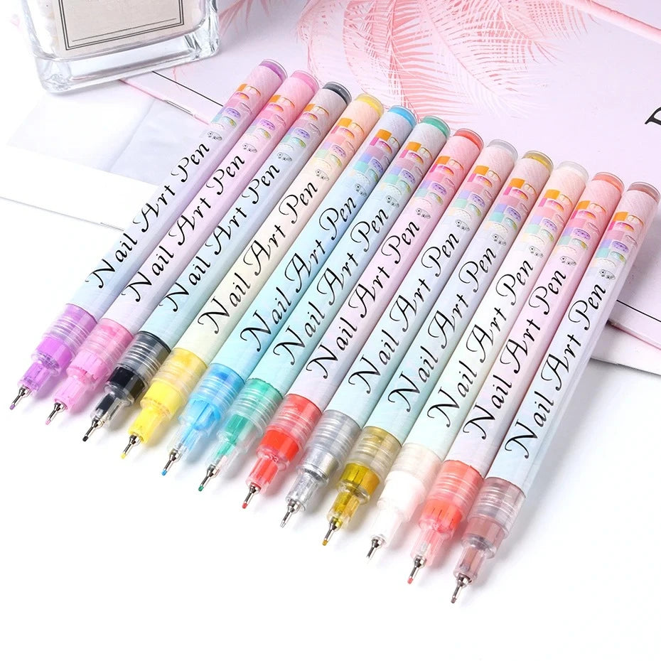 Nail Art Graffiti Pen Marker Drawing Abstract Lines Fine Detail Qme