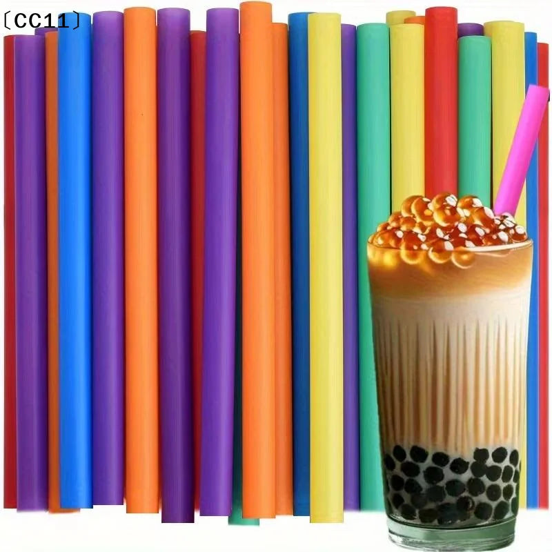 Colorful Reusable PP Wide Straws Milk Tea Shakes Popsicles Food-safe Qme