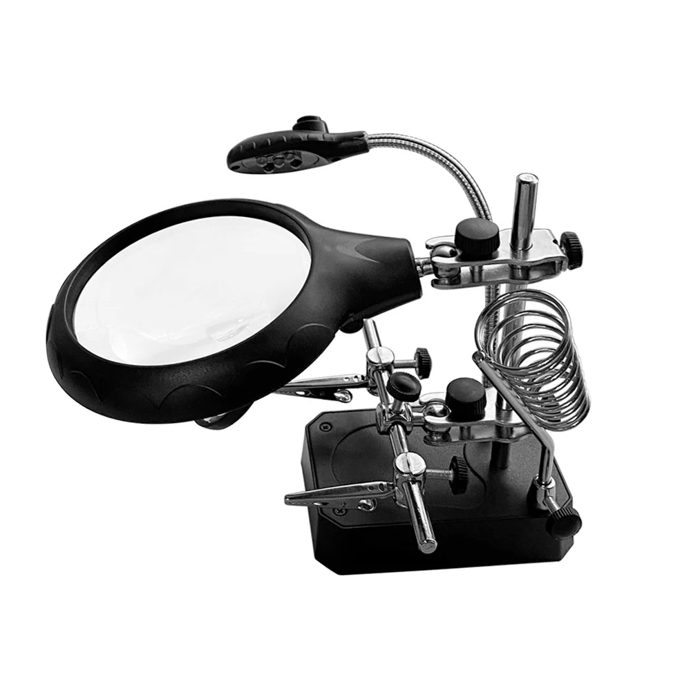 Magnifier 2 5 X 5X 3rd Aid Clip LED Lighting Hand Welding Stand Qme
