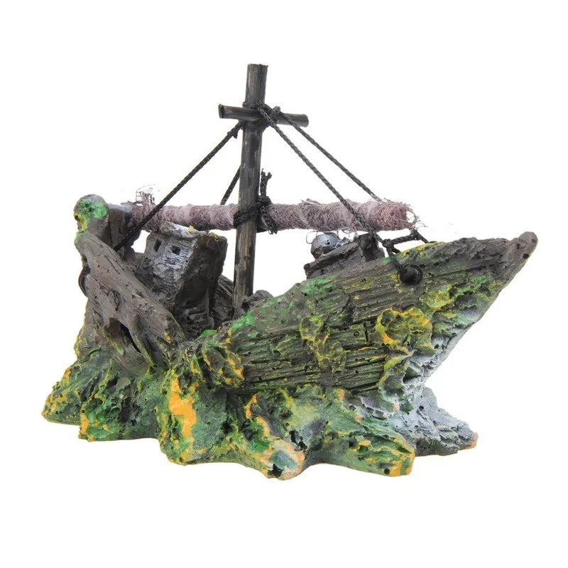 Aquarium Fish Tank Decorations Landscape Pirate Ship Wreck Ship Vintage Resin Design Boat Aquarium Accessories Home Decorations Qme 1 13x5x11CM