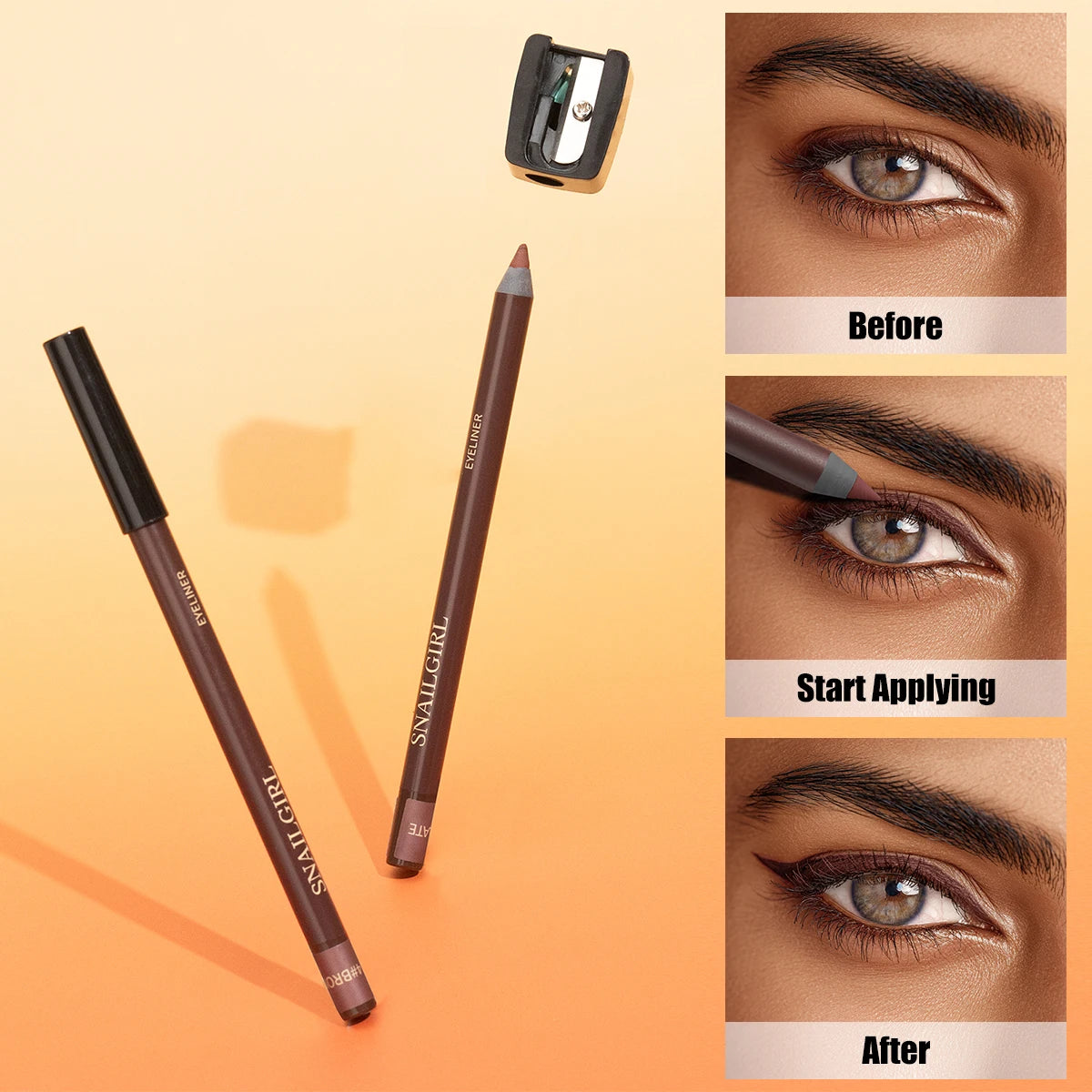 Waterproof Black Brown Eyeliner Gel Pencil Ultra-fine Matte Smooth Quick Dry Non-Smudge Easy Wear Eyeliner Pen Makeup for Eyes Qme