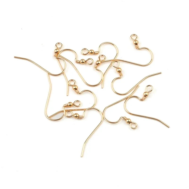 A pair 22MM 14K gold filled Clasps with beads 14K gold Ear Wires Hooks Charms Earring Wires Fit Earring making DIY Accessories Qme