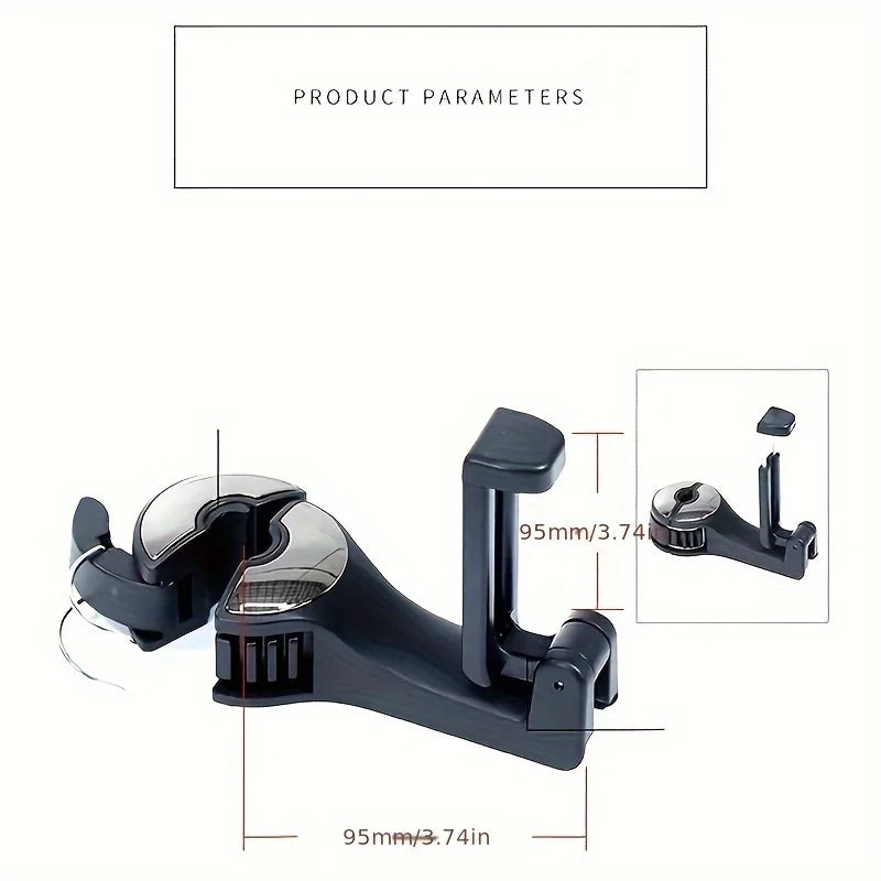 2 In 1 Car Headrest Hidden Hook With Phone Holder Car Seat Back Hanger Portable Storage Hook Phone Holder Auto Fastener Clip Qme