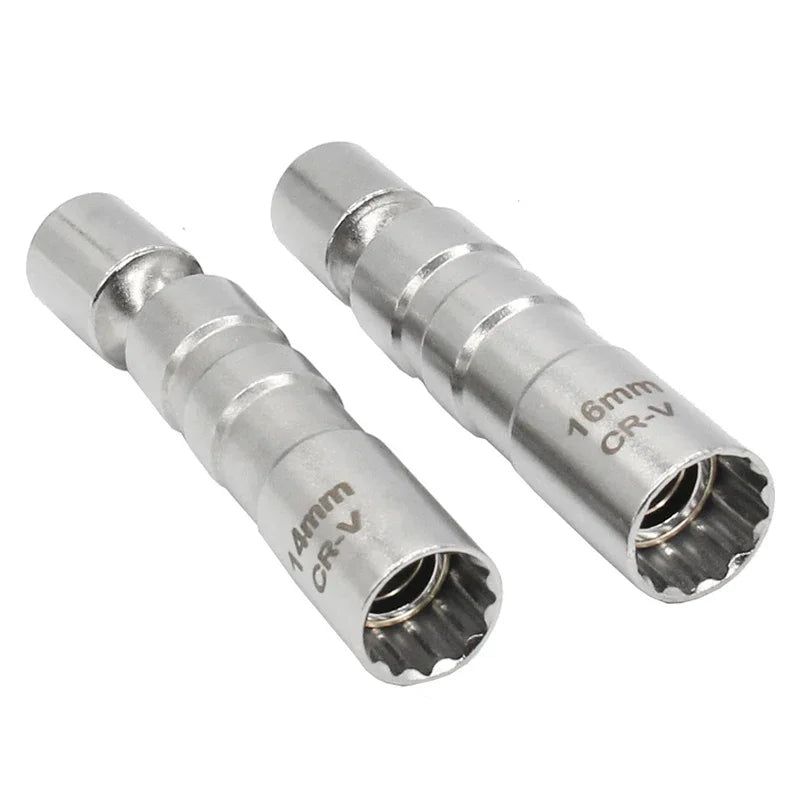 Spark Plug Socket Wrench Adapter 14mm16mm Set Universal Joint with Magnetic Flexible Socket Thin Wall 3/8" Drive Car Repair Tool Qme