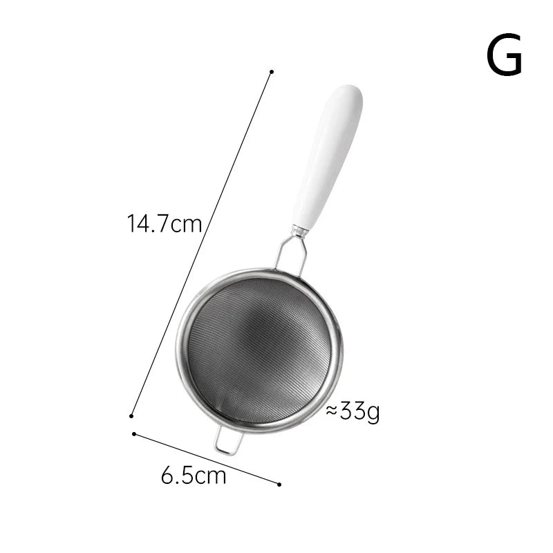 Creative Stainless Steel Tea Drain Reusable Long Wooden Handle Qme G