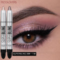 Colored Dual-ended Shimmer Eyeshadow Stick Light Purple Champagne Qme 2pcs