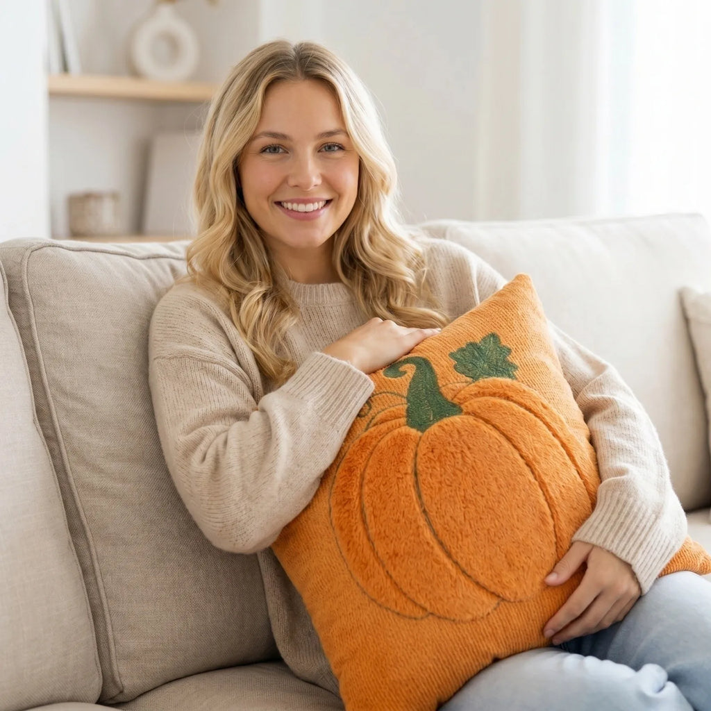 45x45cm Leaf Pumpkin Quilted Soft Pillowcase Halloween Party Home Living Room Sofa Decoration Cushion Cover Qme
