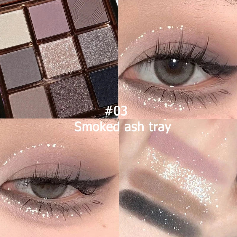 9-Color Eye Shadow Palette Vibrant Colors Shiny Waterproof Durable Qme 03