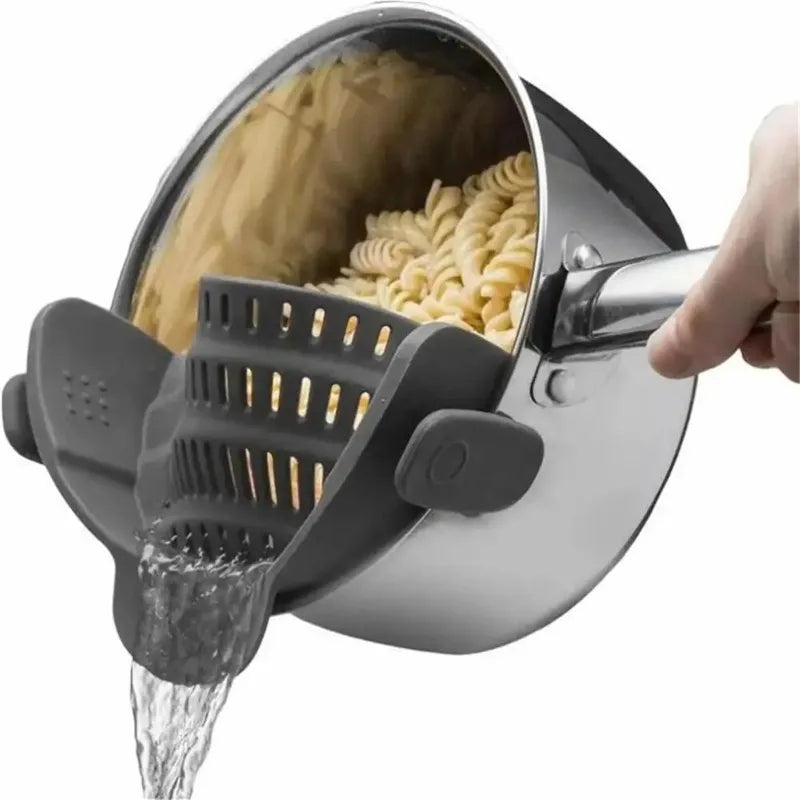 Adjustable Pot Strainer Clip-on Kitchen Pots Pans Bowls Stainless Qme Color random