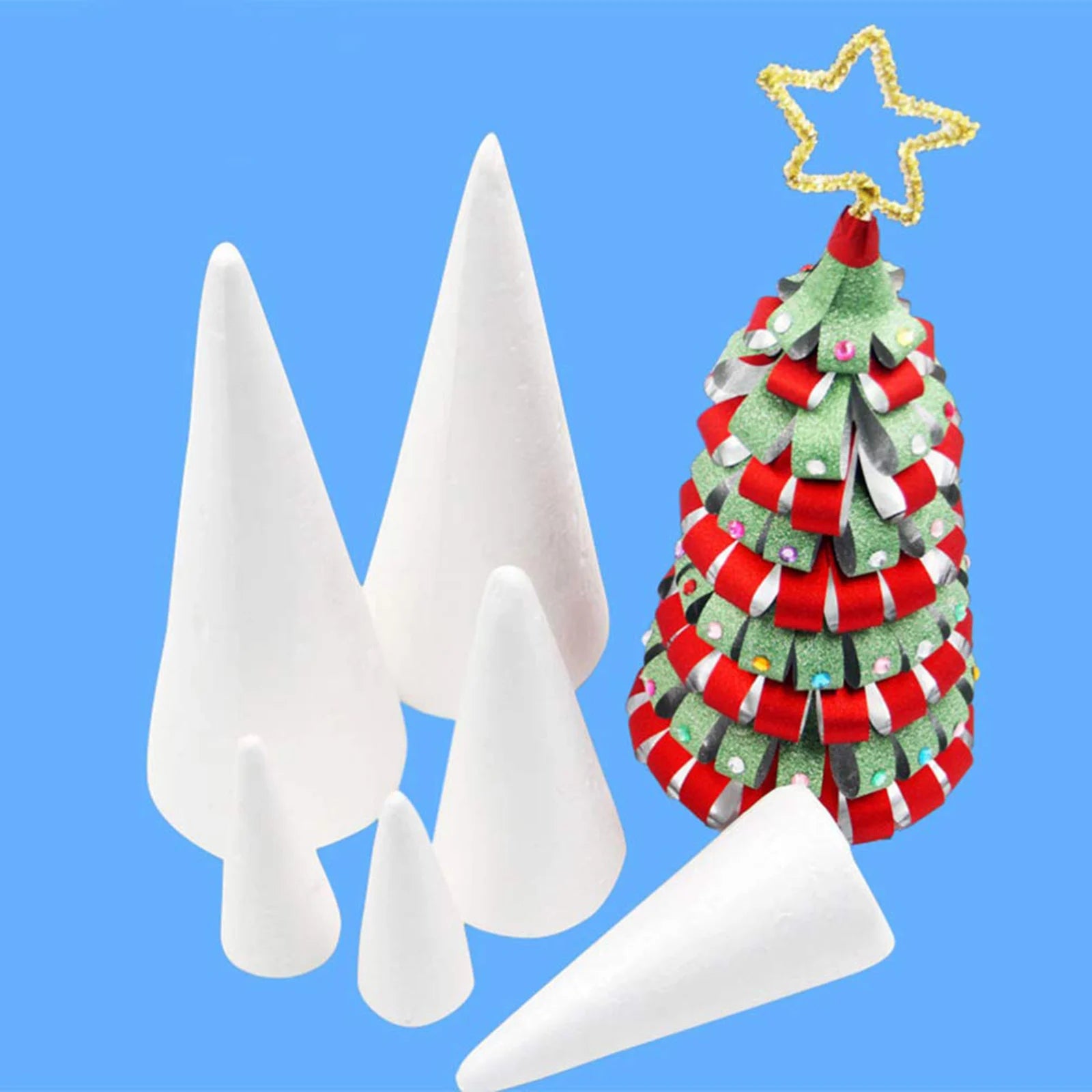 1pc Foam Cones Polystyrene For Crafts DIY Painting Triangle Tree Christmas Tree Flower Arrangement Props Festival Decorations Qme