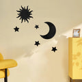 6PCS Star Moon Combination Mirror Acrylic Stereo Self Adhesive Diy Bedroom Living Room Can Be Removed Wall Stickers Qme black