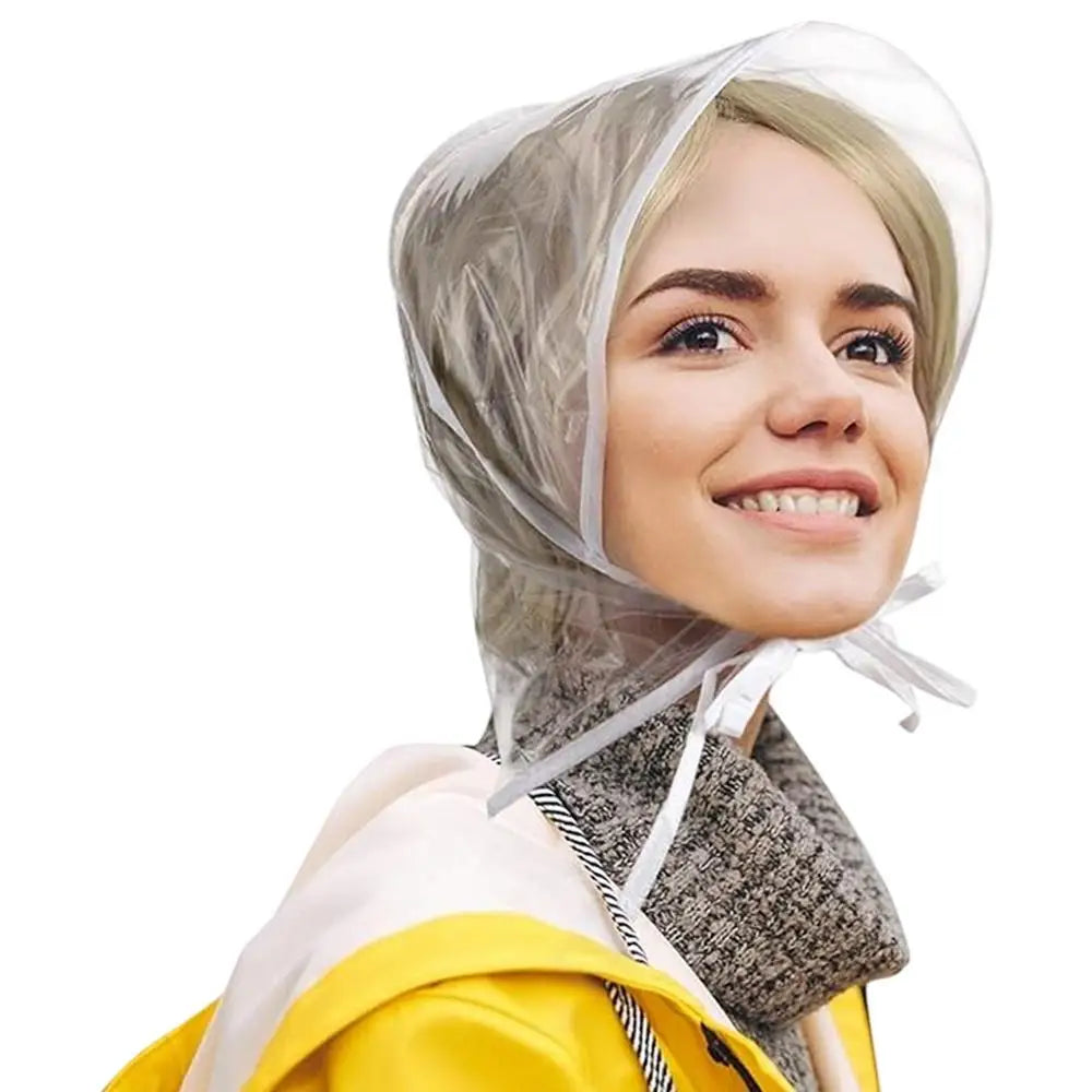Rain Hat Reusable Transparent Headwear with Brim Waterproof Transparent Rain Hat for Women Lady Girlfriend Mother Travel Qme White