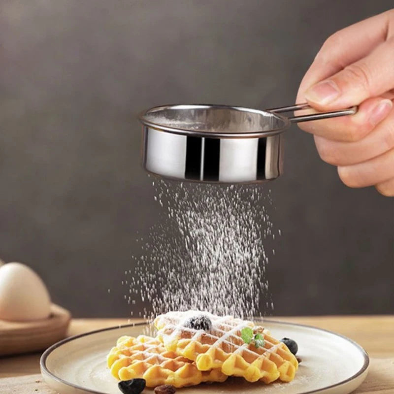 304 Stainless Steel Flour Sifter Hand-held Baking Tool 40-mesh Sieve Household Kitchen Mesh Sifter Powdered Sugar Sifter. Qme