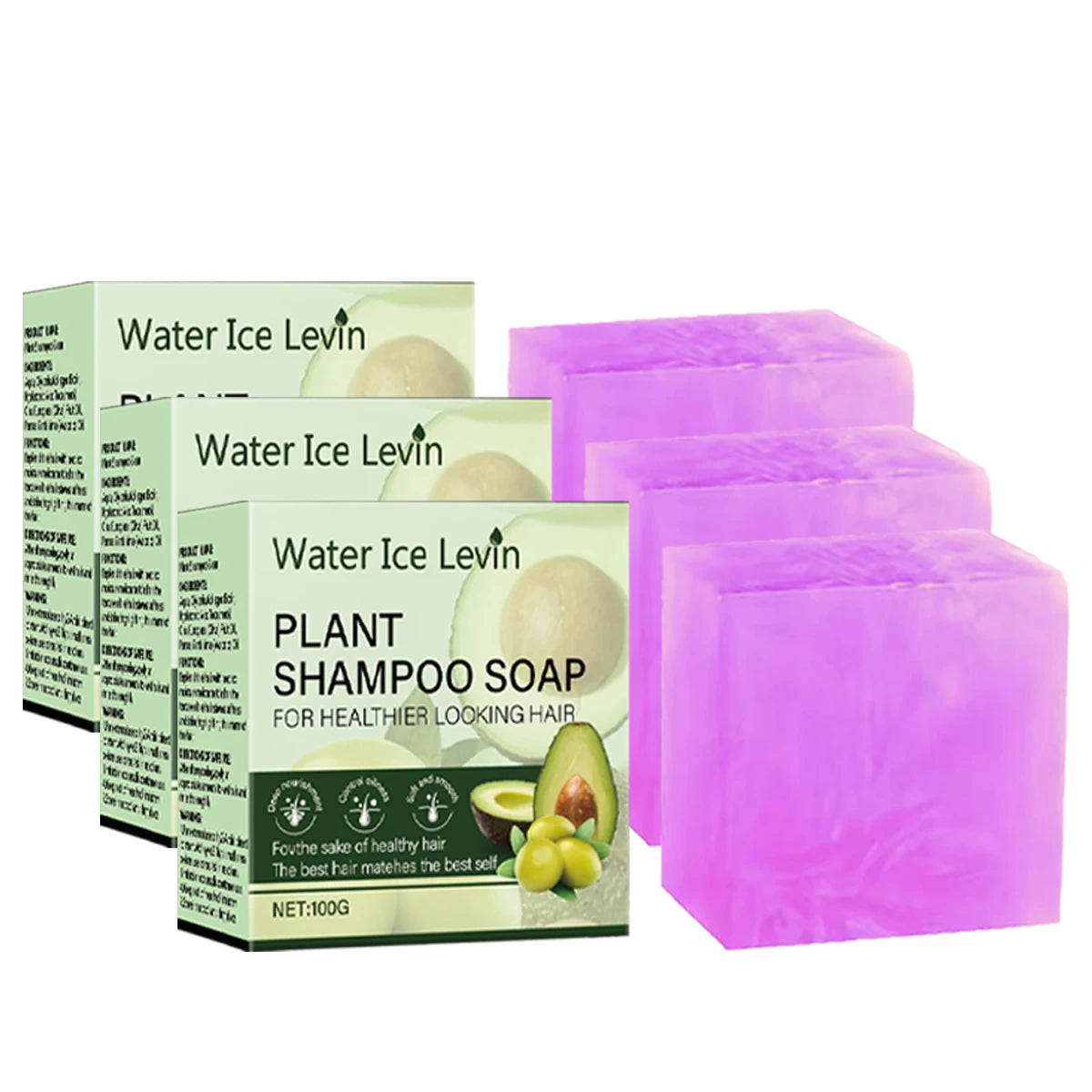 Plant Shampoo Soap for Healthier Looking Hair with Collagen - Moisturizing Formula with Olive Fruit Oil for Hair Clean Qme Lavender 100g