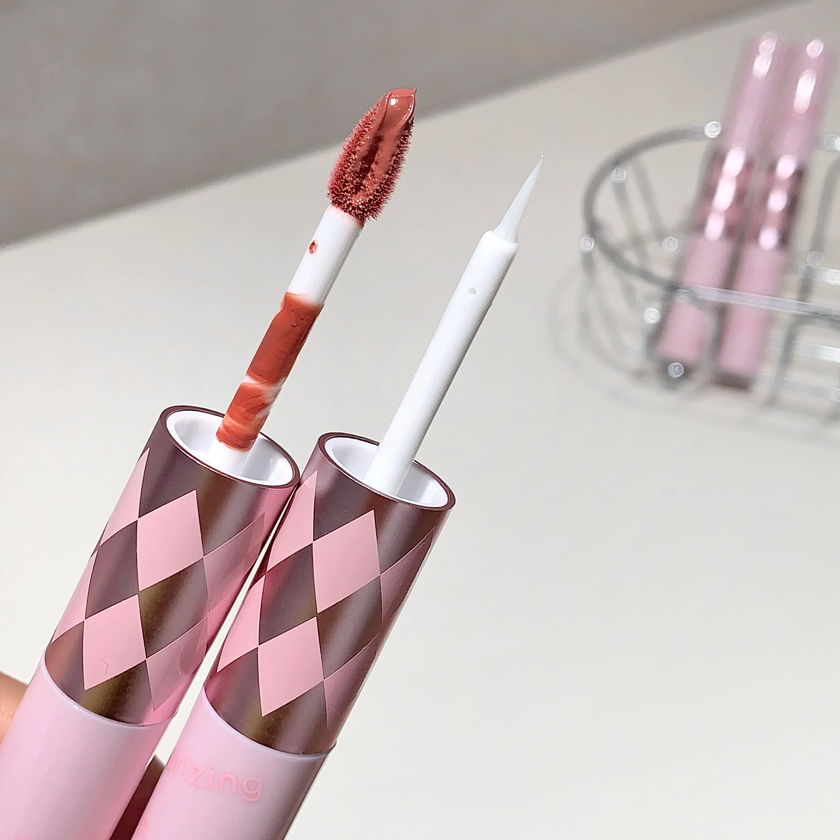 SHAQINUO Double End Lip Glaze Full Gloss Mirror Matte Velvet Long Qme